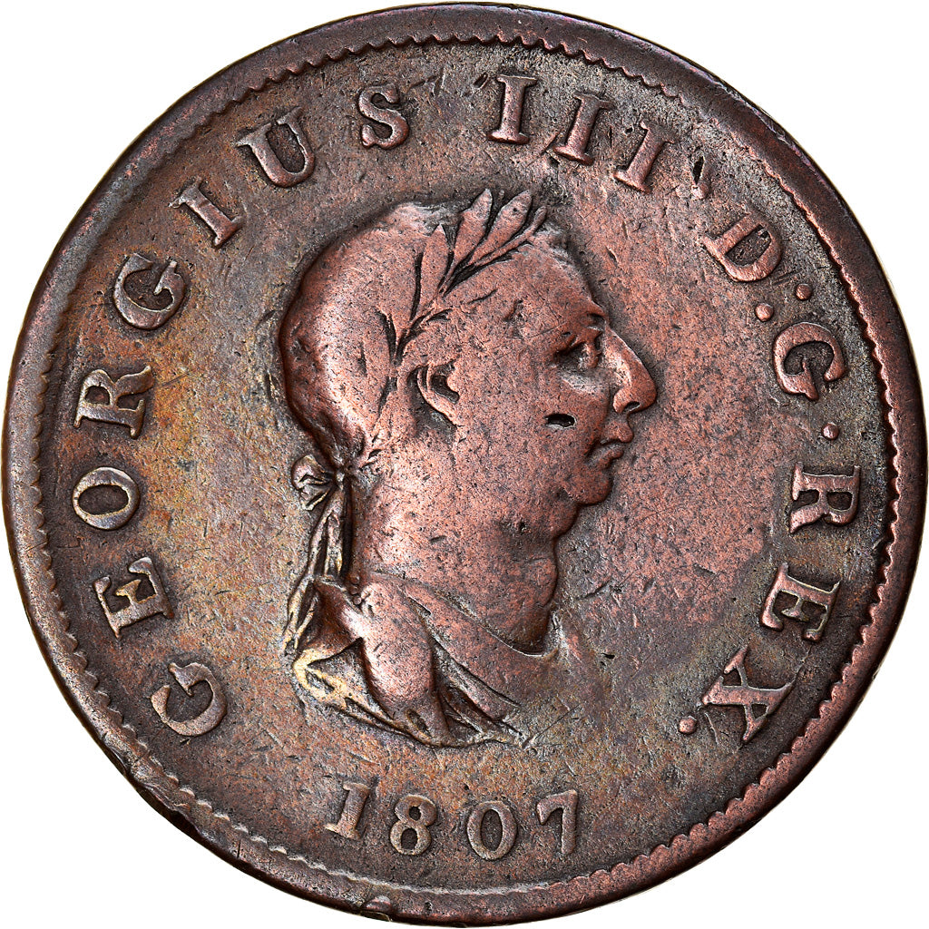 Coin, Great Britain, George III, 1/2 Penny, 1807, VF(20-25), Copper, KM:662
