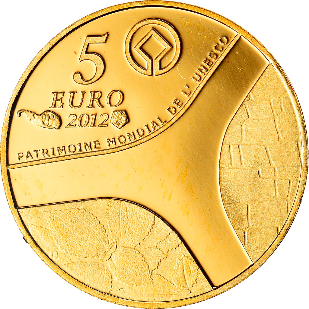Francja, 5 Euro, Temple d'Abou-Simbel, 2012, Paris, MS(65-70), Złoto, KM:1907