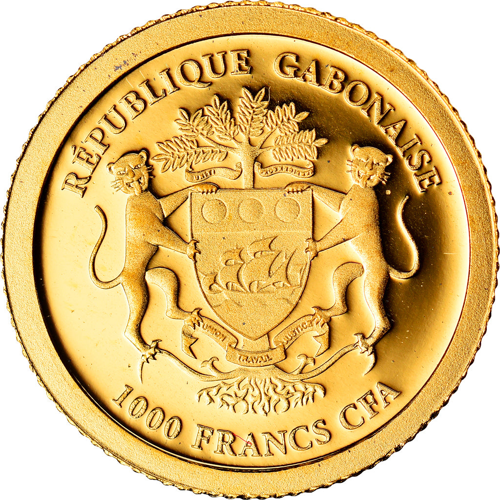 Coin, Gabon, jean paul II, 1000 Francs CFA, 2014, Paris, MS(65-70), Gold
