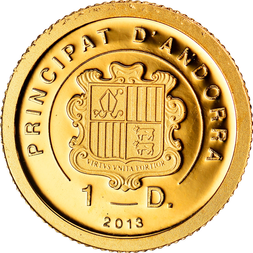 Coin, Andorra, Henri IV, 1 Diner, 2013, MS(65-70), Gold