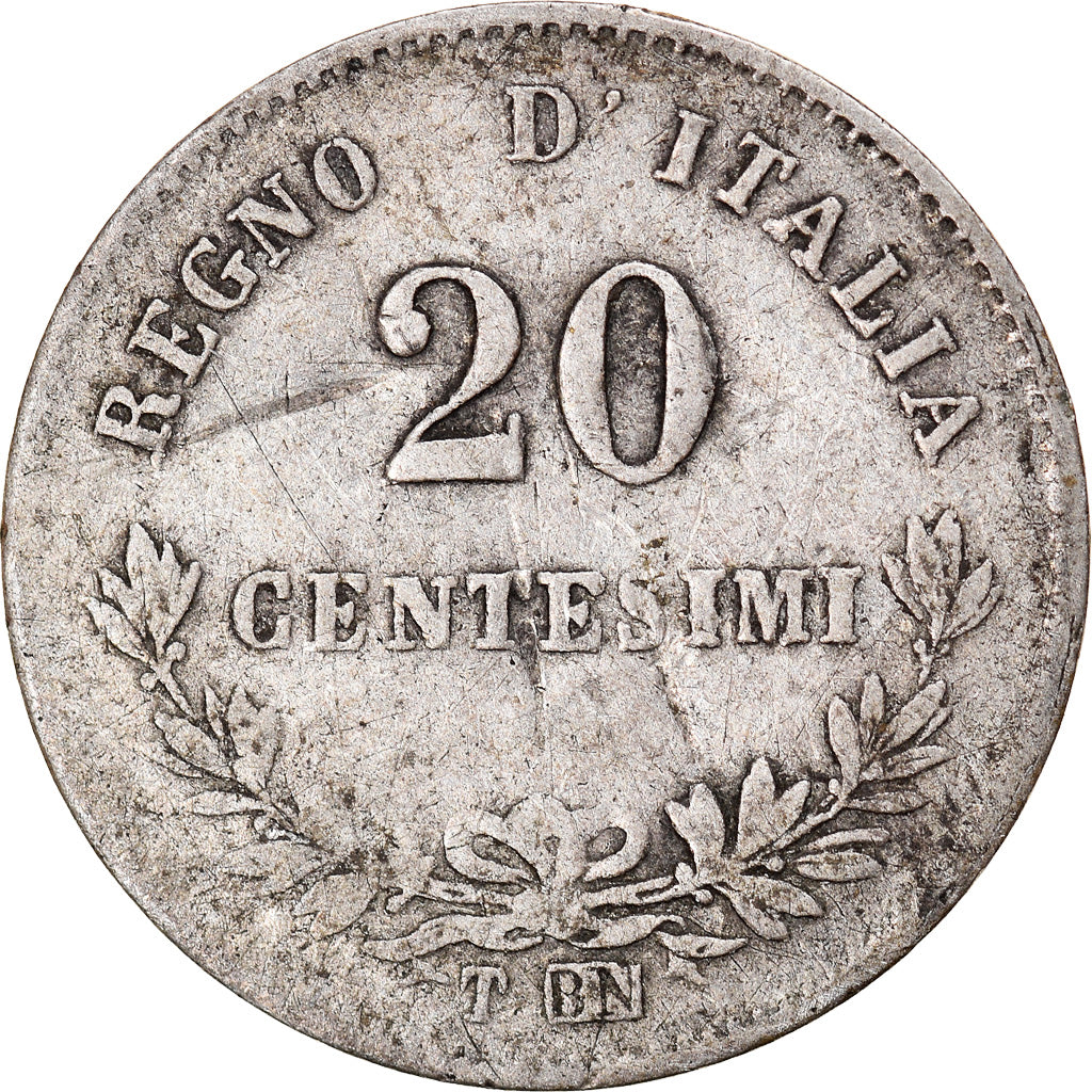 Münze, Italien, Vittorio Emanuele II, 20 Centesimi, 1863, Torino, S, Silber