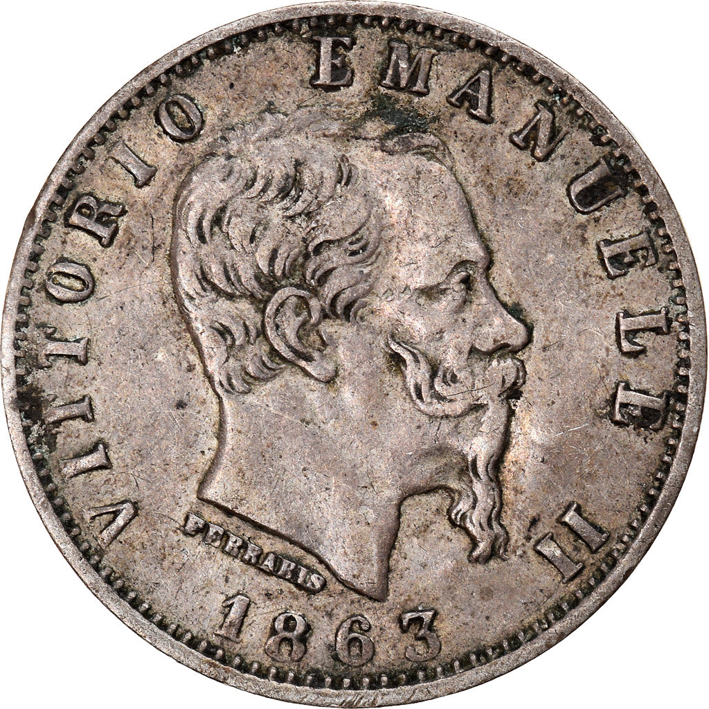 Coin, Italy, Vittorio Emanuele II, 20 Centesimi, 1863, Milan, EF(40-45), Silver