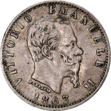 Coin, Italy, Vittorio Emanuele II, 20 Centesimi, 1863, Milan, EF(40-45), Silver