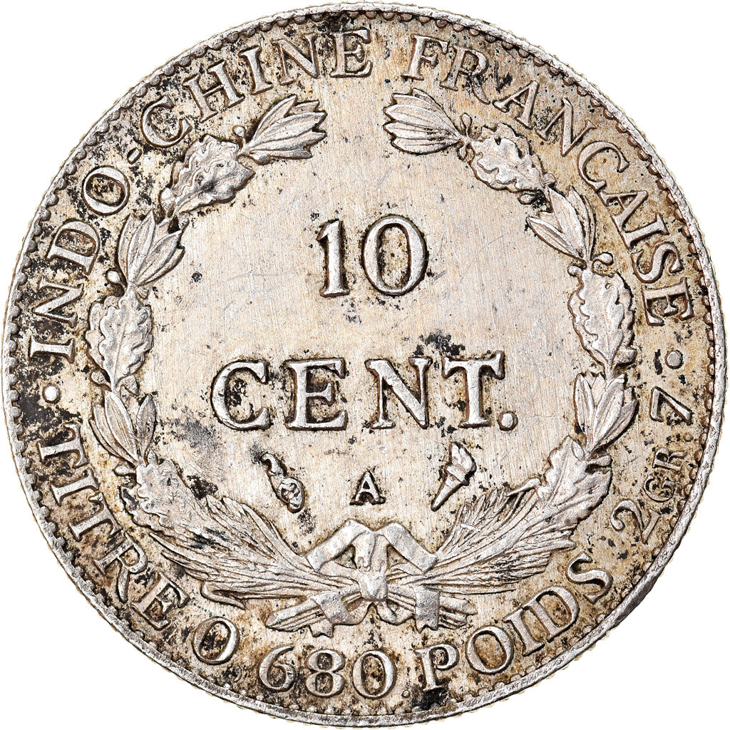 Coin, FRENCH INDO-CHINA, 10 Cents, 1922, Paris, AU(50-53), Silver, KM:16.1
