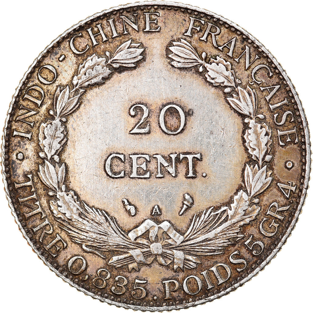 Coin, FRENCH INDO-CHINA, 20 Cents, 1913, Paris, EF(40-45), Silver, KM:10