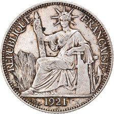Moneda, INDOCHINA FRANCESA, 20 Cents, 1921, Paris, BC+, Plata, KM:17.1