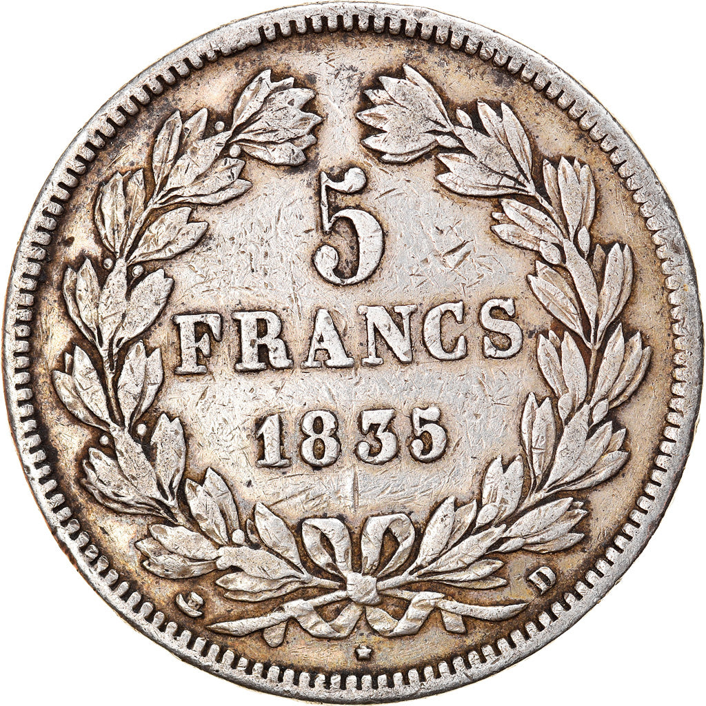 Monnaie, France, Louis-Philippe, 5 Francs, 1835, Lyon, TB+, Argent, Gadoury:678
