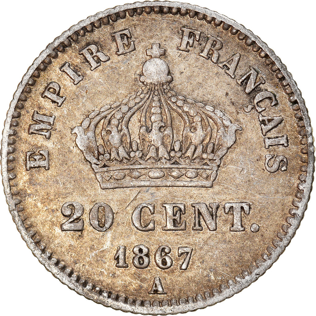 Monnaie, France, Napoleon III, Napoléon III, 20 Centimes, 1867, Paris, TTB+