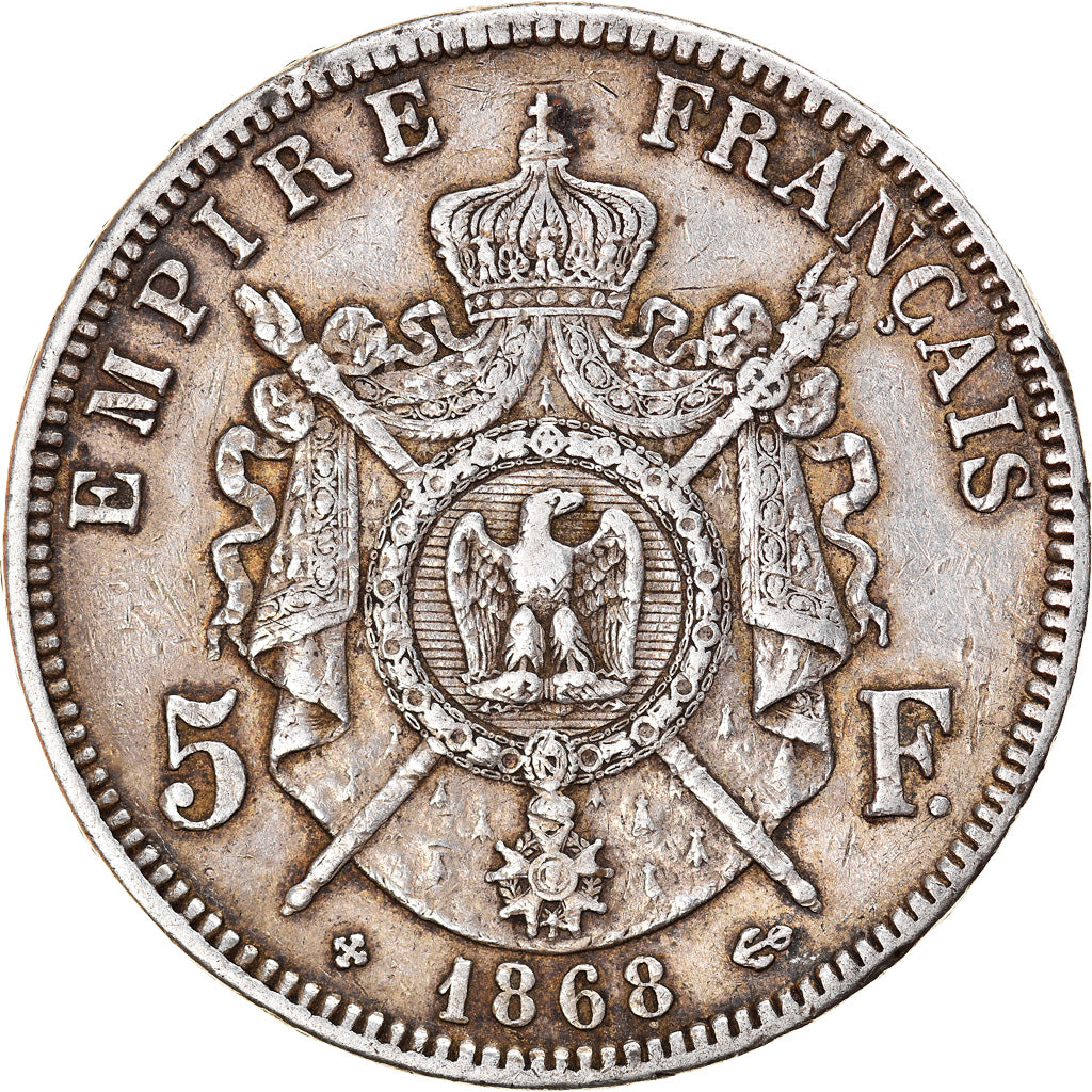 Münze, Frankreich, Napoléon III, 5 Francs, 1868, Strasbourg, SS, Silber