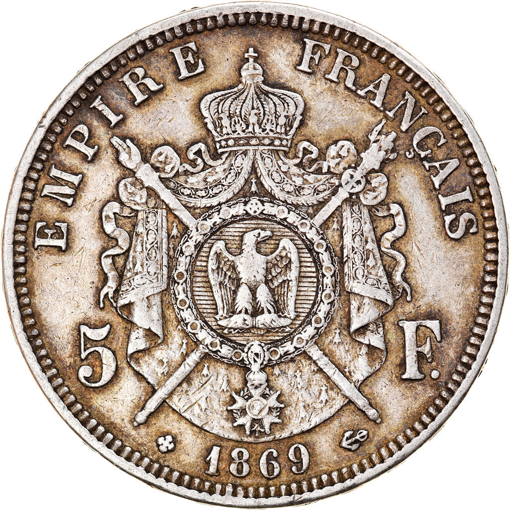 Coin, France, Napoléon III, 5 Francs, 1869, Strasbourg, EF(40-45), Silver