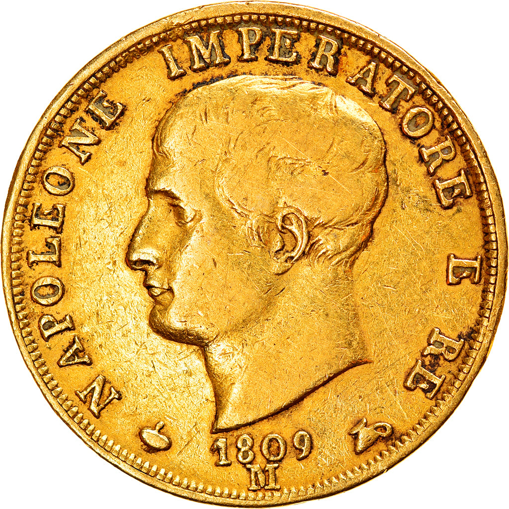 Münze, Italien Staaten, KINGDOM OF NAPOLEON, Napoleon I, 40 Lire, 1809, Milan