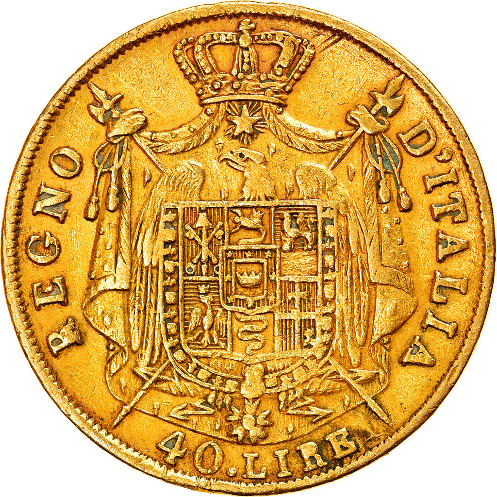 Münze, Italien Staaten, KINGDOM OF NAPOLEON, Napoleon I, 40 Lire, 1809, Milan