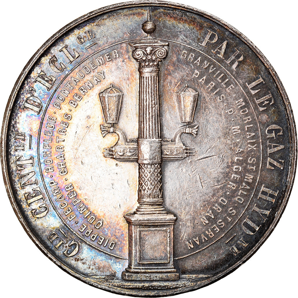 Algieria, Medal, Compagnie Centrale de l'Eclairage au Gaz Hydrogène, 1852