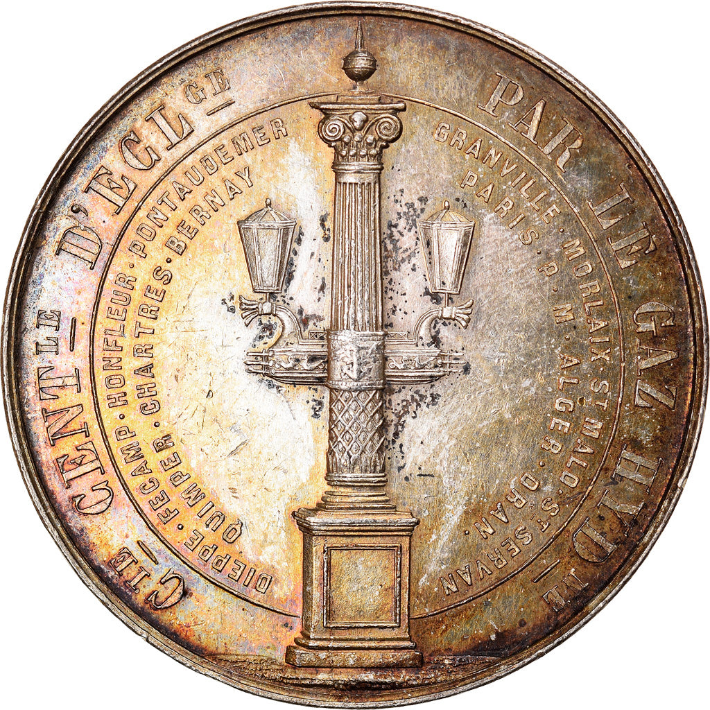Algeria, medalla, Compagnie Centrale de l'Eclairage au Gaz Hydrogène, 1852
