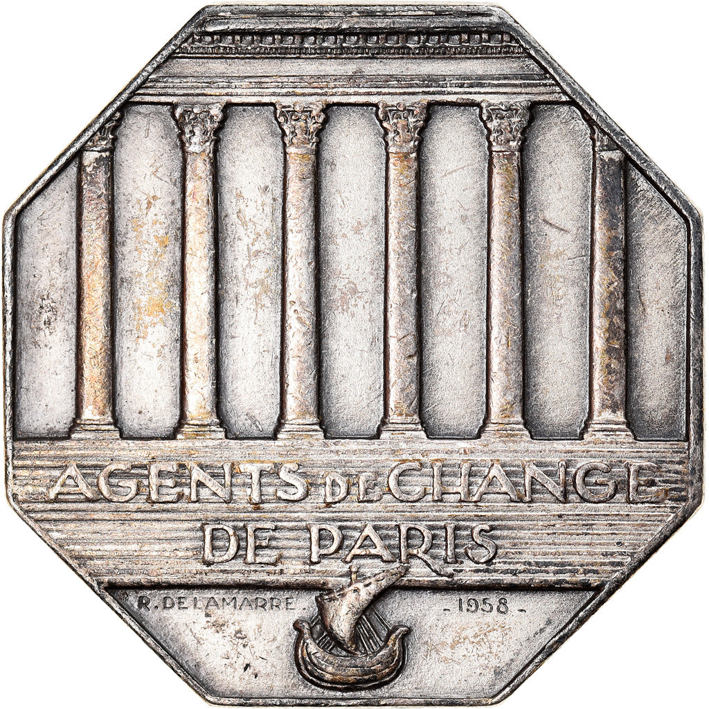France, Jeton, Banque, Agents de Change de Paris, 1958, Delamarre, SUP+, Argent