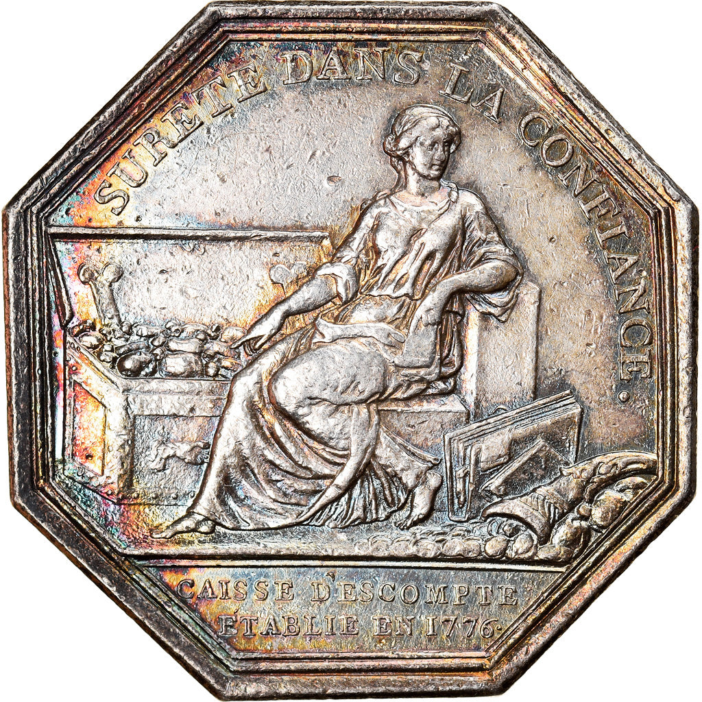 France, Token, Banques, Caisse d'Escompte, 1776, AU(50-53), Silver