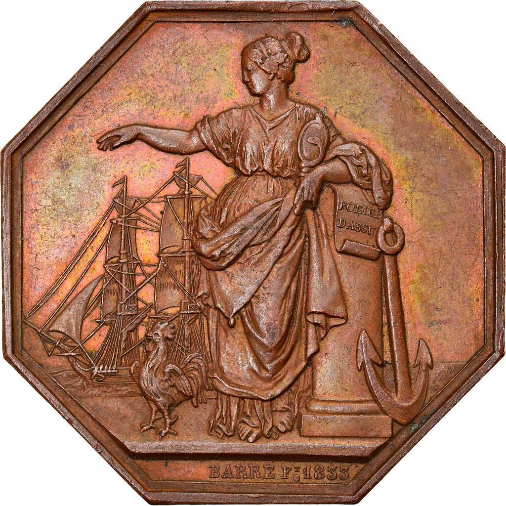 France, Jeton, Insurance, assurances maritimes lloyd français, 1832, Barre