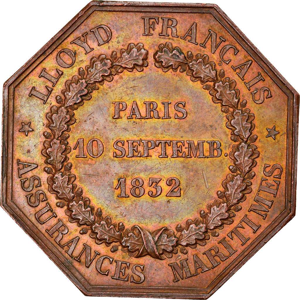 France, Jeton, Insurance, assurances maritimes lloyd français, 1832, Barre