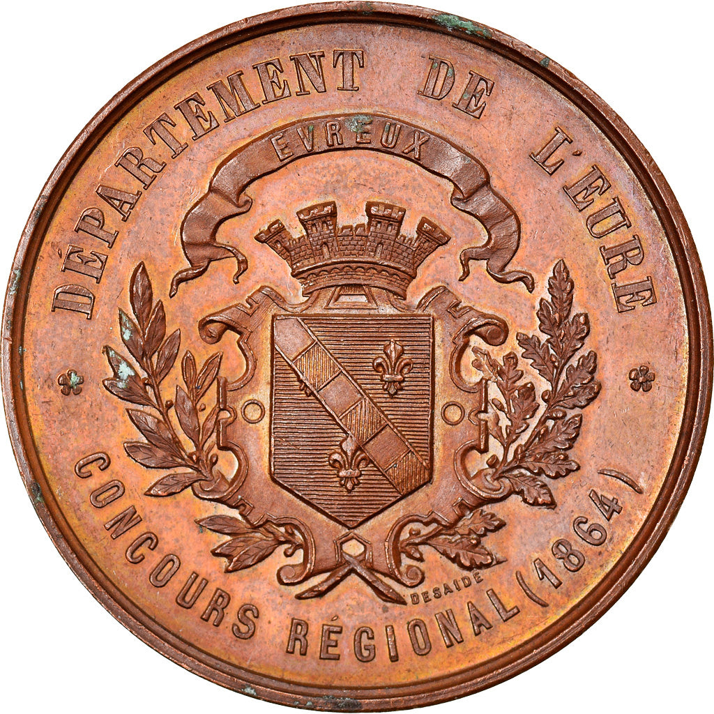 France, Médaille, concours régional de l'Eure, 1864, Desaide, Evreux, SUP+