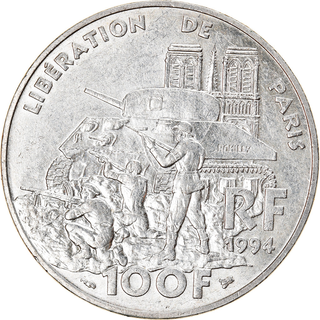 Coin, France, Libération de Paris, 100 Francs, 1994, AU(55-58), Silver