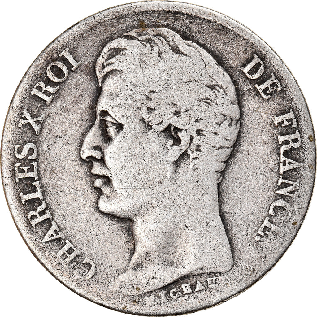 Coin, France, Charles X, Franc, 1827, Paris, VF(20-25), Silver, KM:724.1