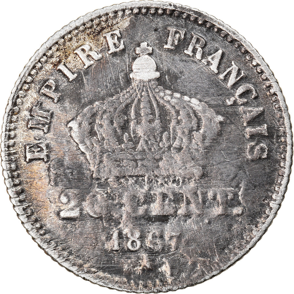 Coin, France, Napoleon III, Napoléon III, 20 Centimes, 1867, Paris, VF(20-25)