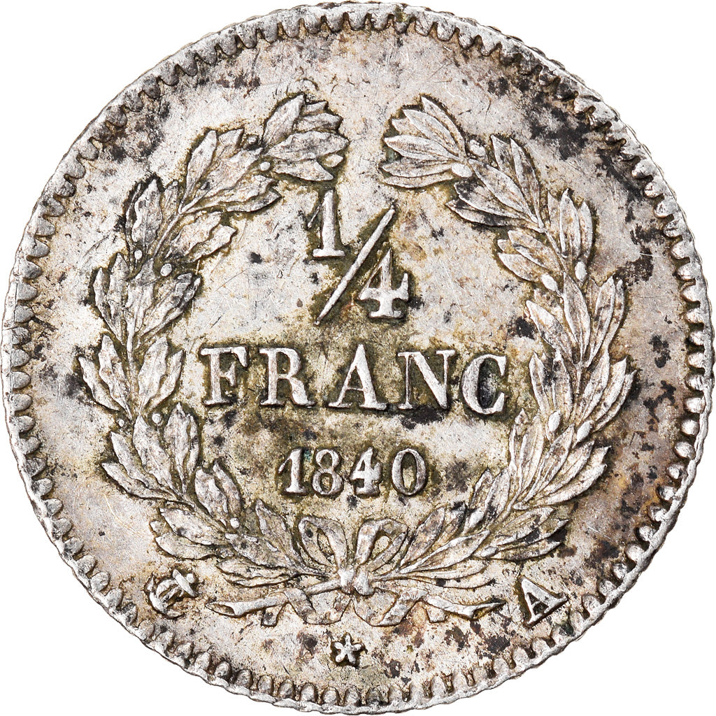 Moneda, Francia, Louis-Philippe, 1/4 Franc, 1840, Paris, MBC, Plata, KM:740.1