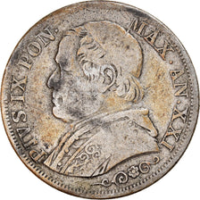 Moneda, Estados italianos, PAPAL STATES, Pius IX, Lira, 1866, Roma, BC+, Plata