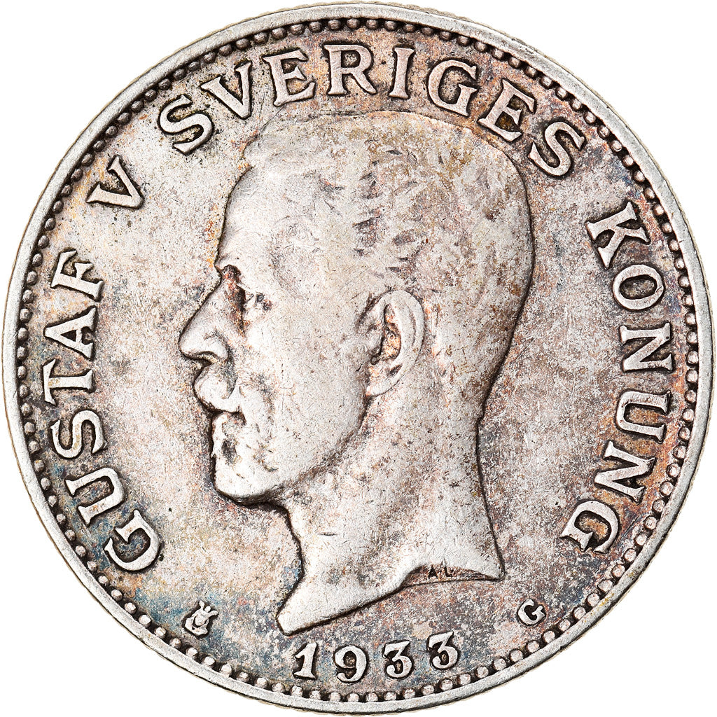 Coin, Sweden, Gustaf V, Krona, 1933, AU(50-53), Silver, KM:786.2