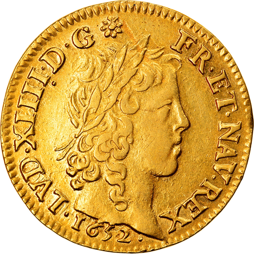 Monnaie, France, Louis XIV, Louis d'or à la mèche longue, Louis d'Or, 1652