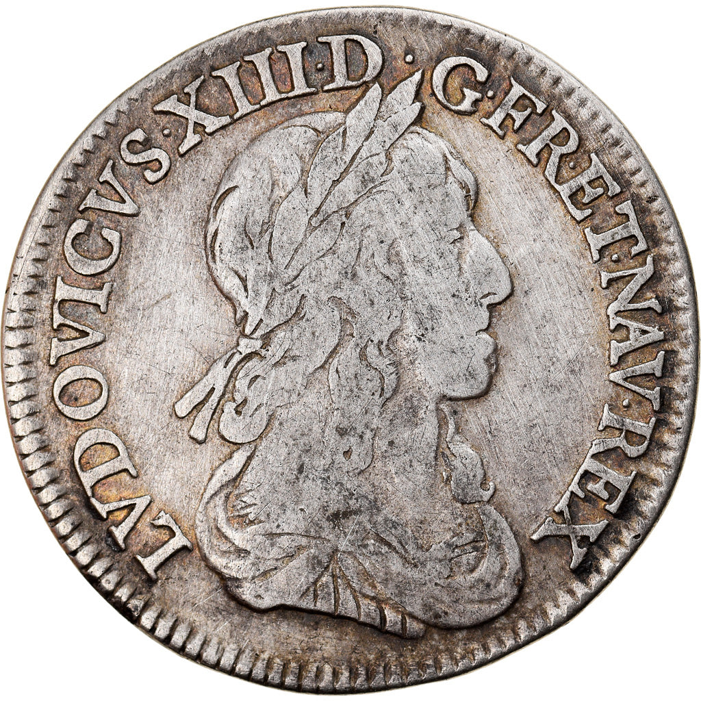Coin, France, Louis XIII, 1/4 Écu 2e poinçon de Warin, buste drapé et