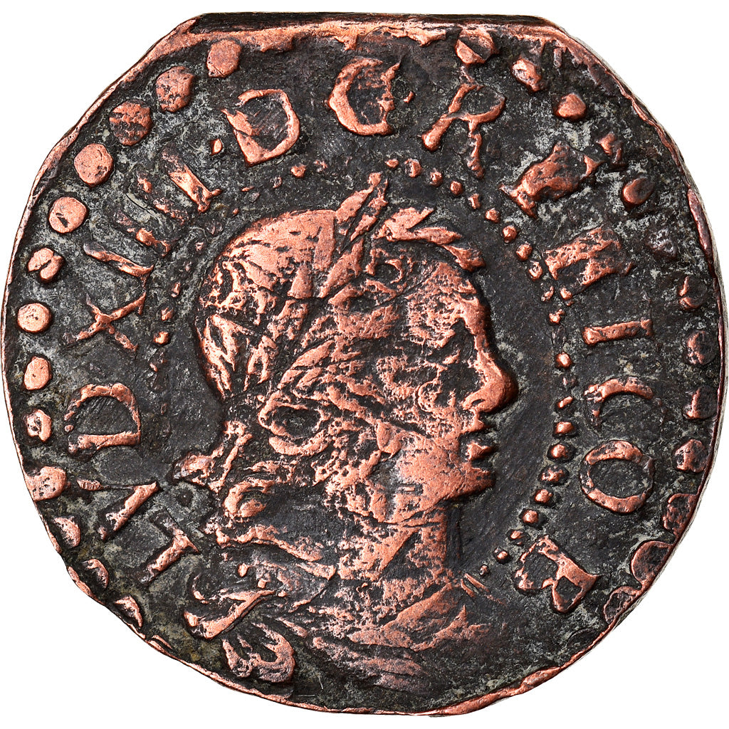 Munten, Spanje, CATALONIA, Louis XIII, Seiseno, 1645, Barcelona, FR+, Koper
