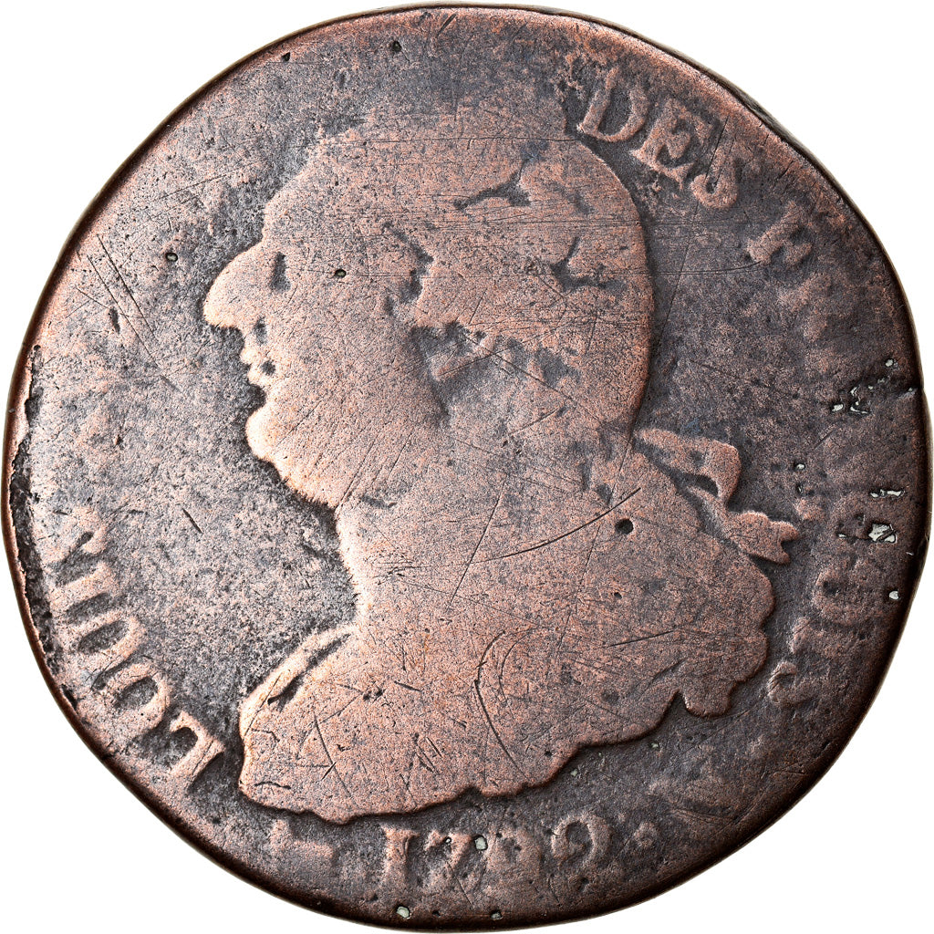Monnaie, France, 2 sols françois, 2 Sols, 1792, Montpellier, B+, Bronze