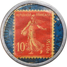 Moeda, França, Timbre-Monnaie, Crédit Lyonnais, Paris, 10 Centimes, AU(55-58)