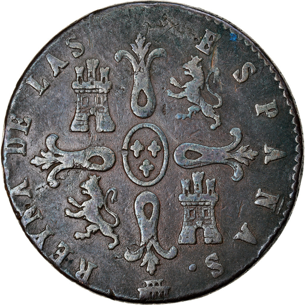 Moneda, España, Isabel II, 8 Maravedis, 1844, Segovia, BC+, Cobre, KM:531.3