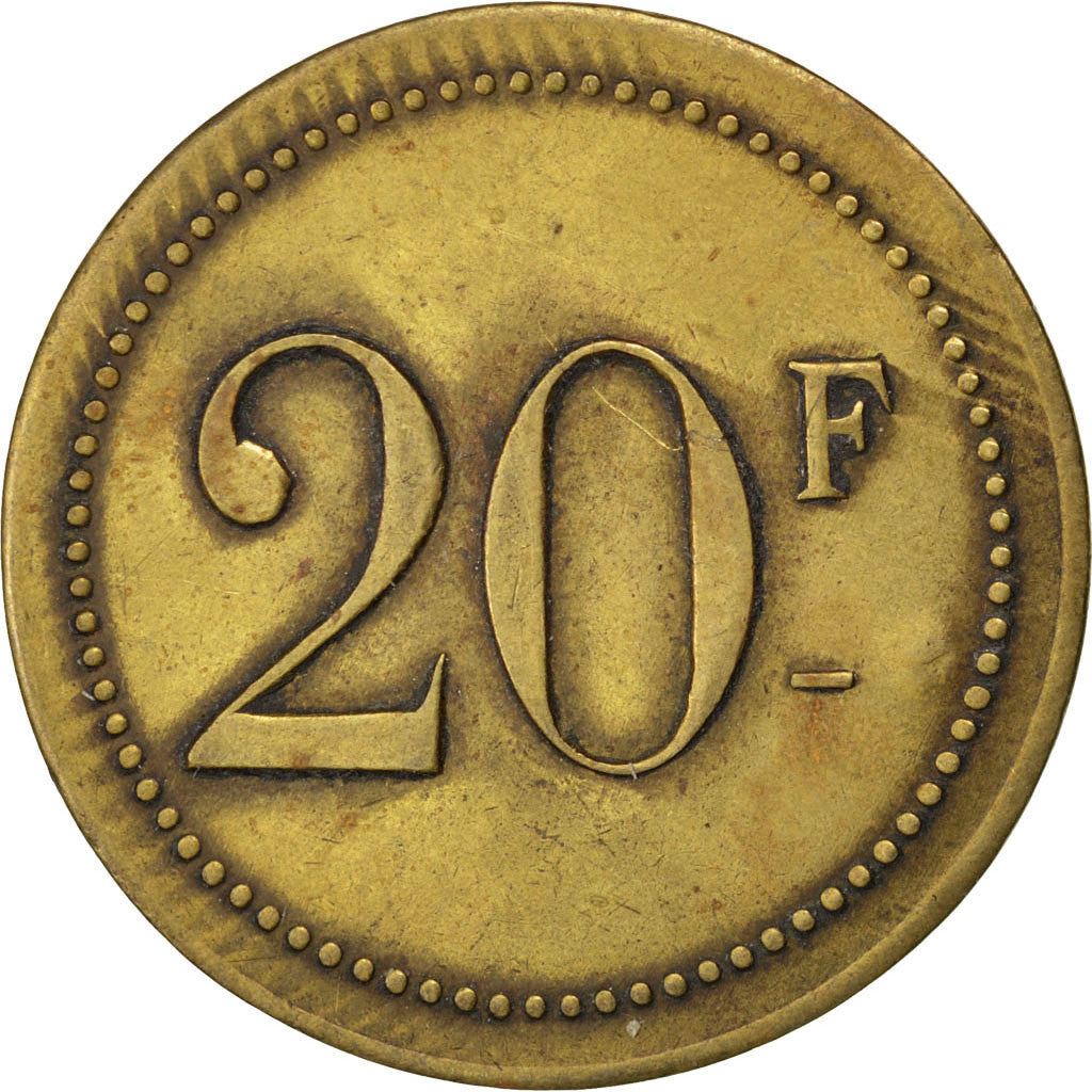 Monnaie, France, 20 Francs, TTB, Laiton, Elie:C920.1