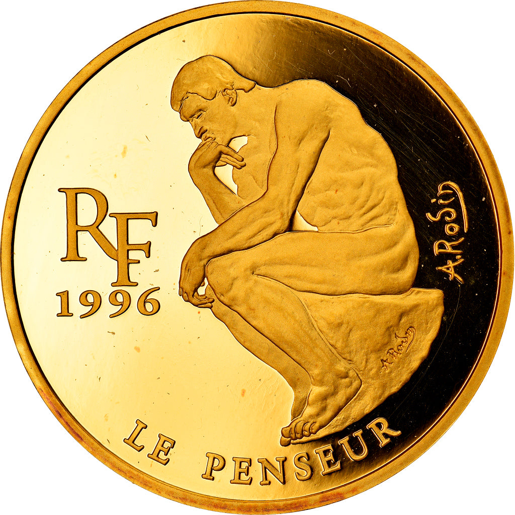 Monnaie, France, Le Penseur de Rodin, 500 Francs-75 Euro, 1996, Paris, 1 Oz