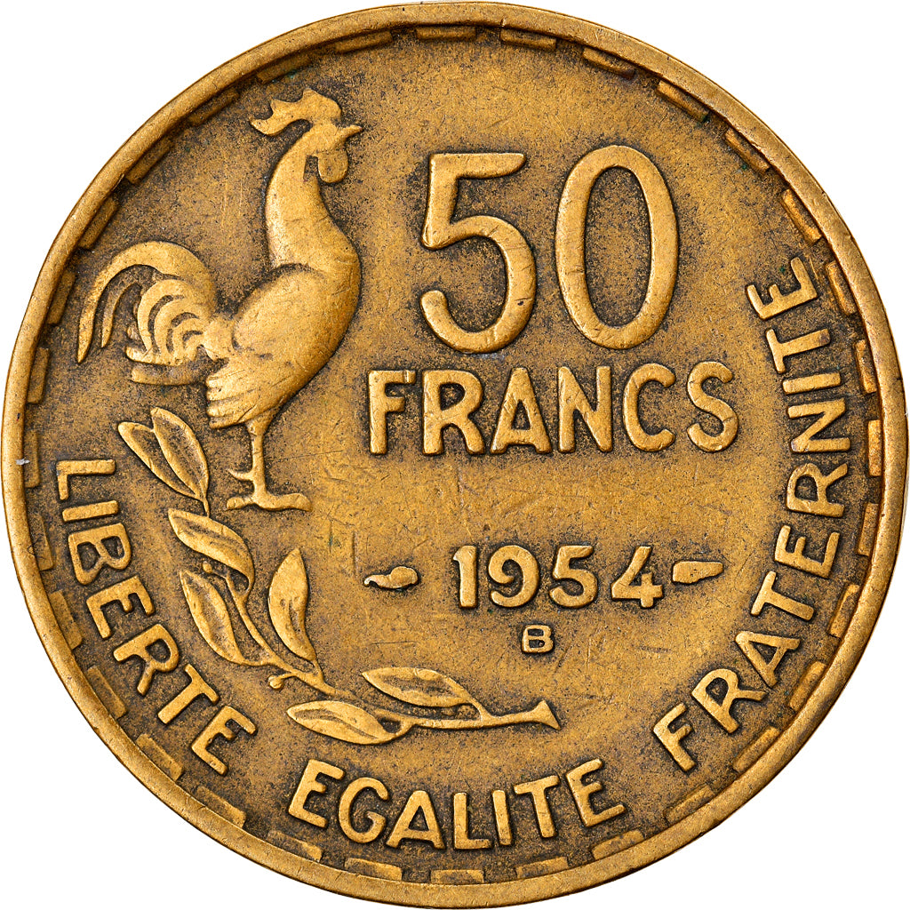 Coin, France, Guiraud, 50 Francs, 1954, Beaumont - Le Roger, EF(40-45)