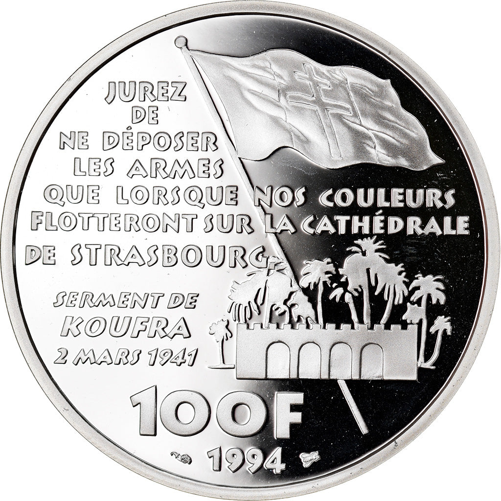 Moneta, Francia, Philippe Leclerc de Hauteclocque, 100 Francs, 1994, Proof, FDC