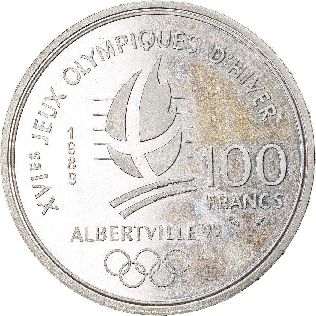 Moneta, Francia, albertville 92, 100 Francs, 1989, Proof, FDC, Argento, KM:971