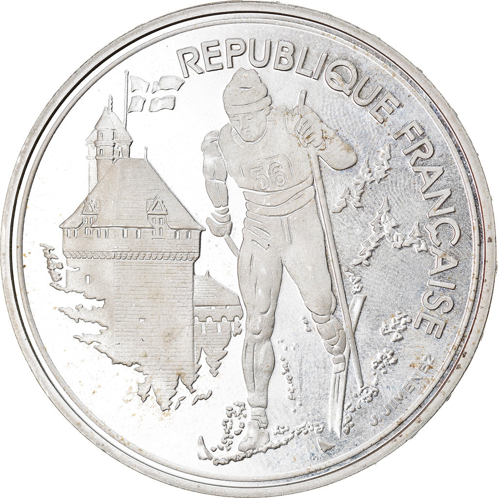 Münze, Frankreich, Cross-country skier, 100 Francs, 1991, Albertville 92, STGL