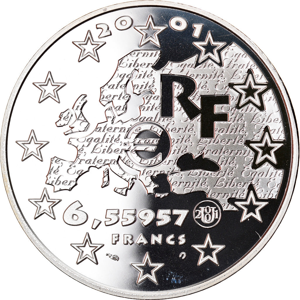 Coin, France, Liberté, 6.55957 Francs, 2001, Paris, Proof, MS(65-70), Silver