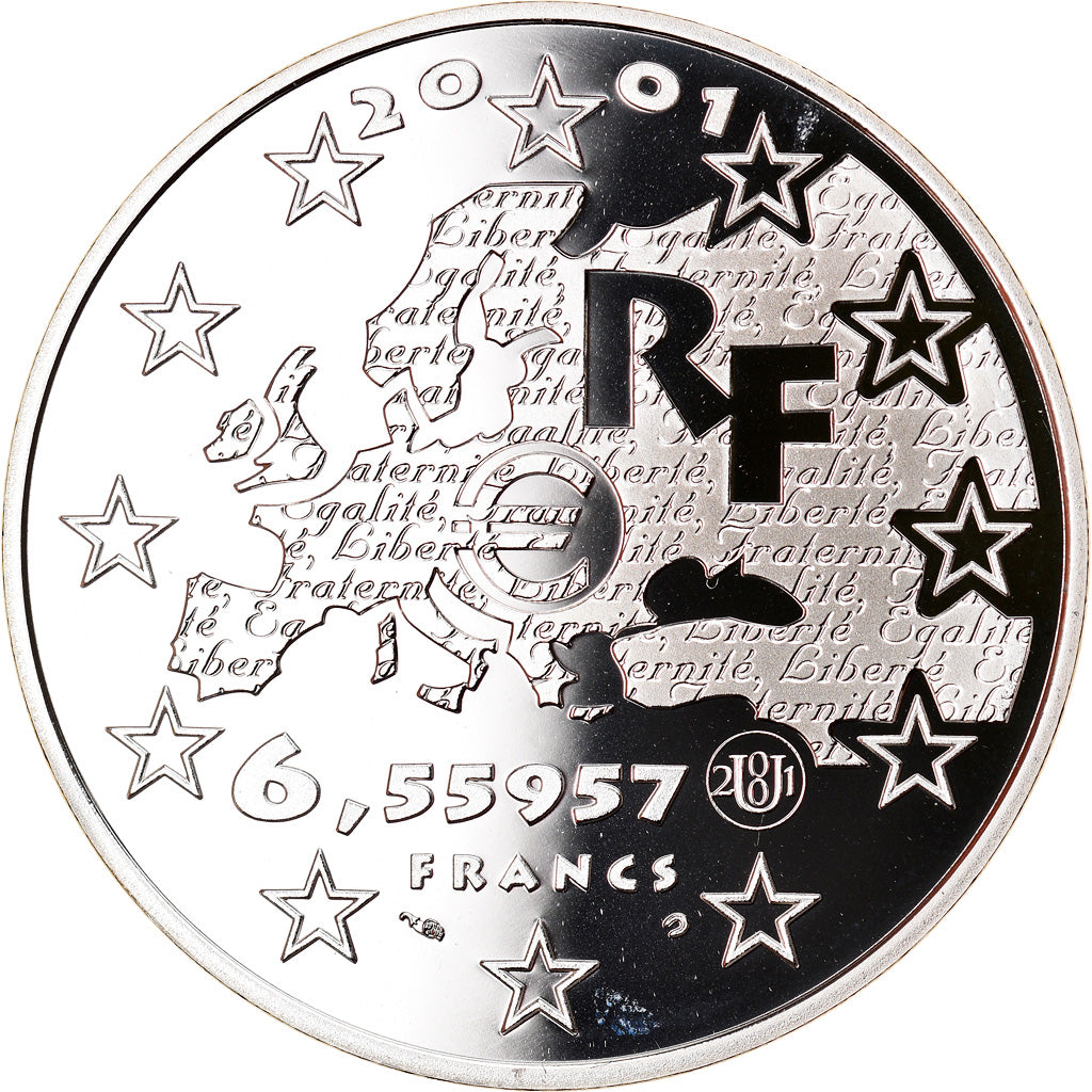 Coin, France, Egalité, 6.55957 Francs, 2001, Paris, Proof, MS(65-70), Silver