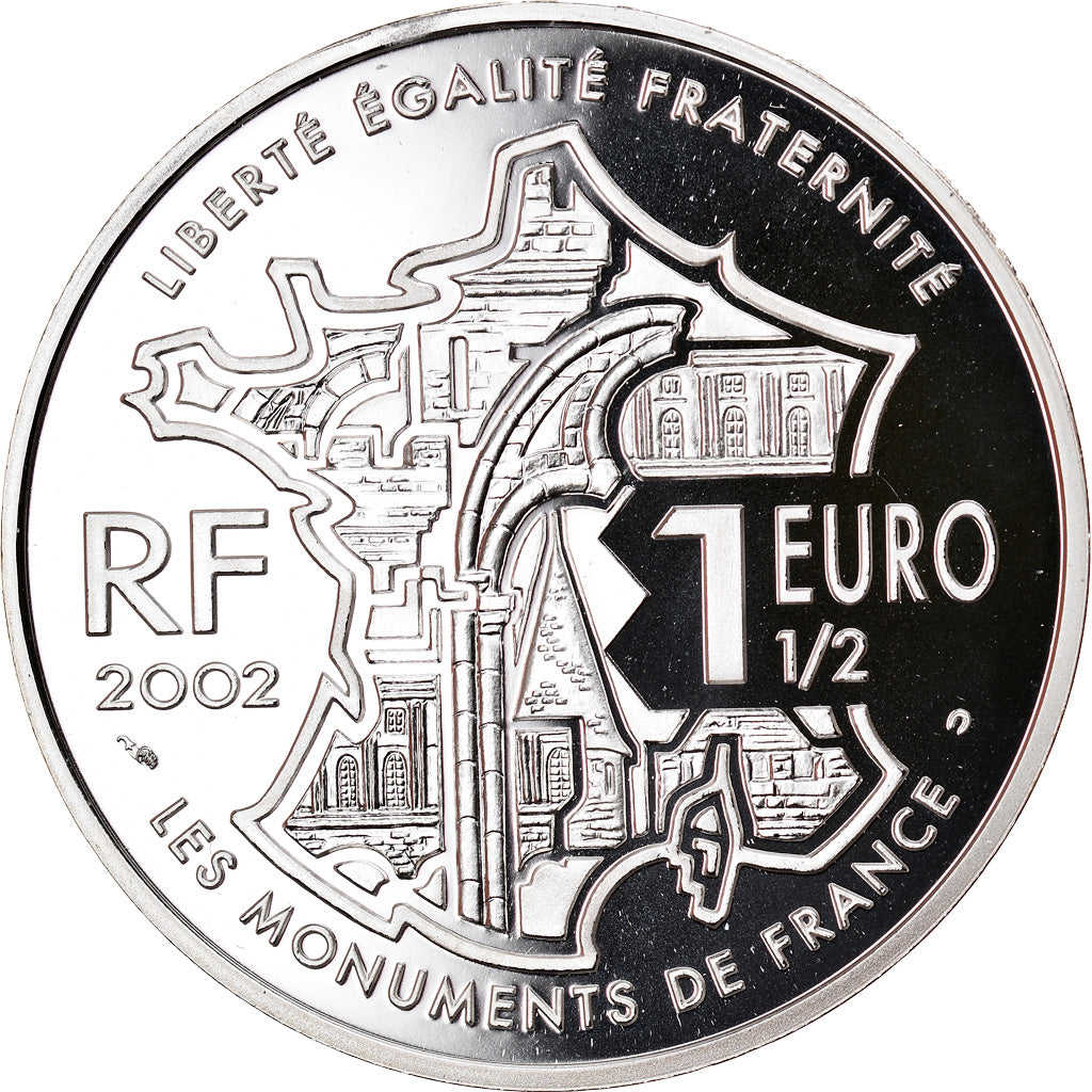 France, Monnaie de Paris, 1,5 Euro, Mont Saint-Michel, 2002, MS(65-70), Silver