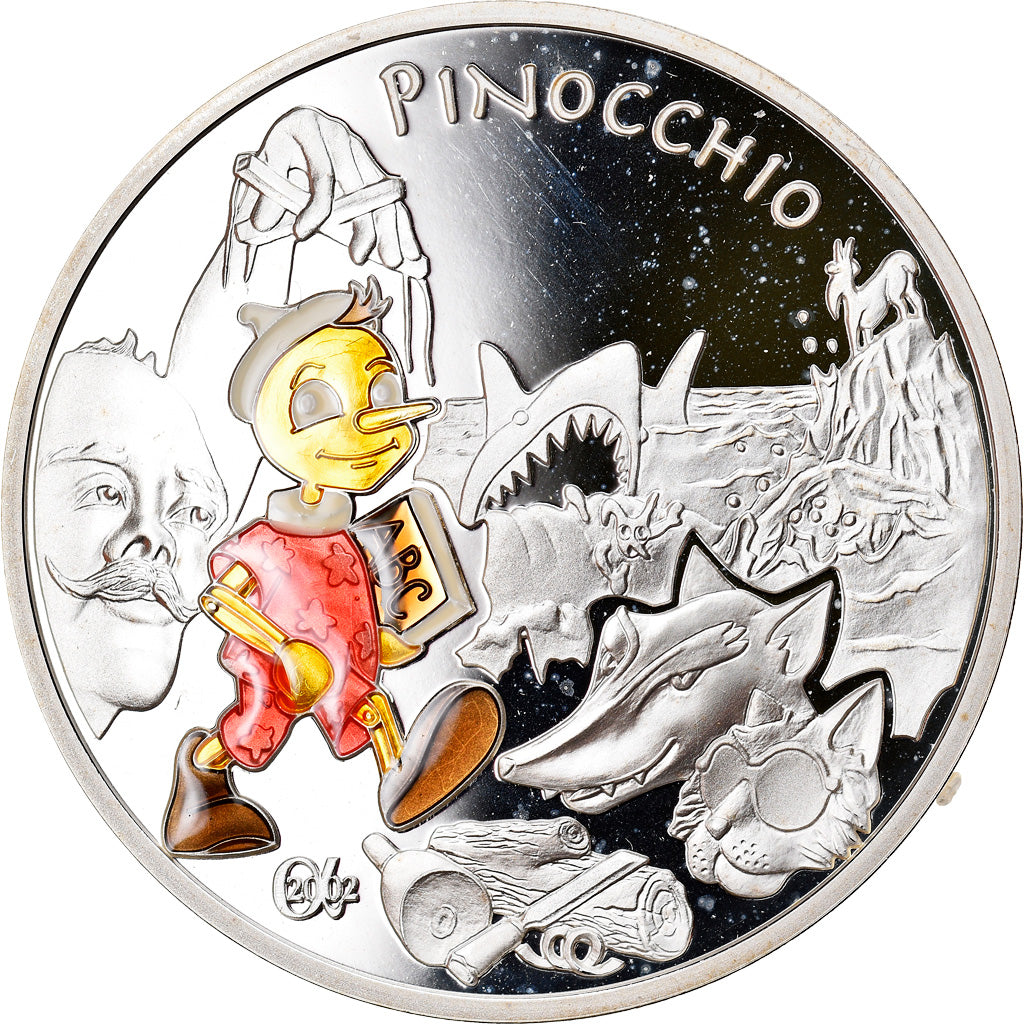 France, 1-1/2 Euro, Pinocchio, 2002, Proof, MS(65-70), Silver, KM:1842