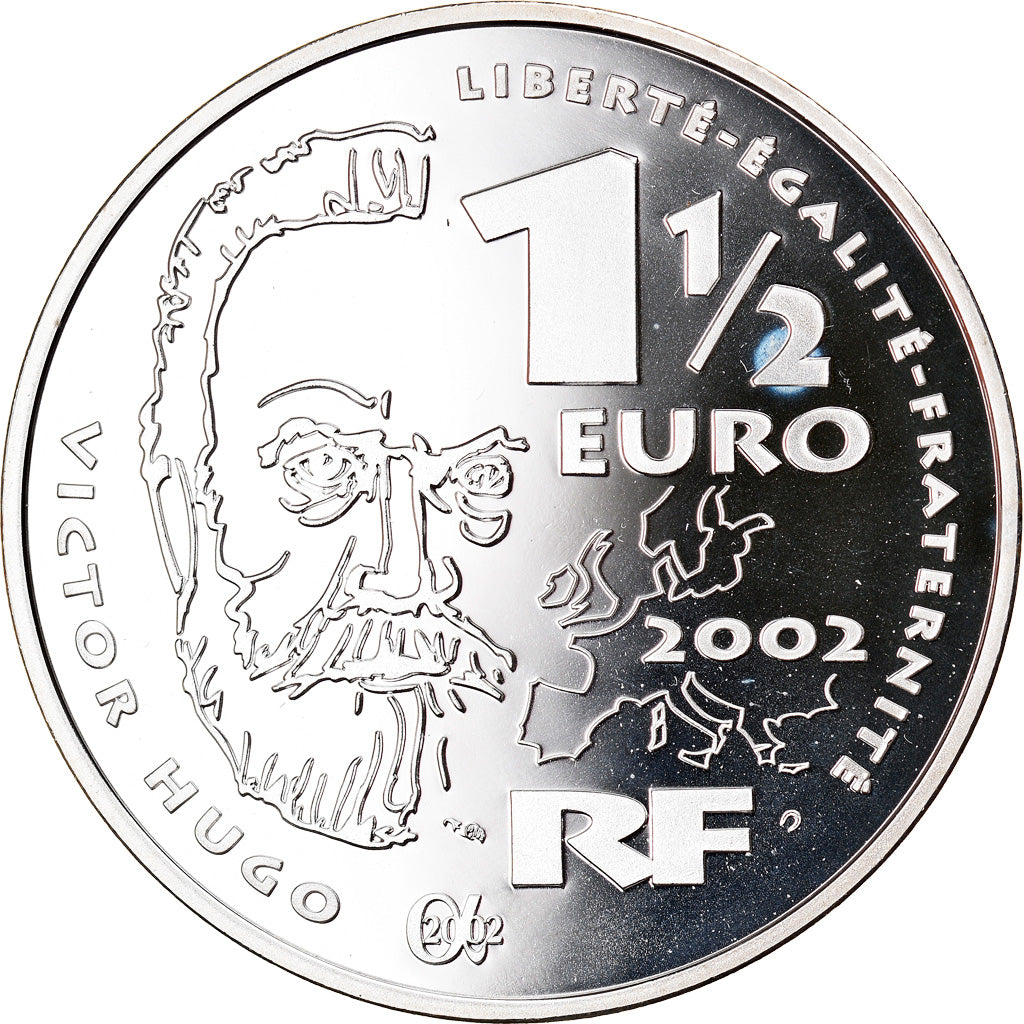 Frankreich, 1-1/2 Euro, Victor Hugo, 2002, Paris, Proof, STGL, Silber, KM:1332