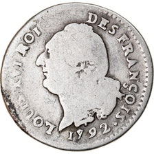 Monnaie, France, 15 sols françois, 15 Sols, 1/8 ECU, 1792, Perpignan, TB