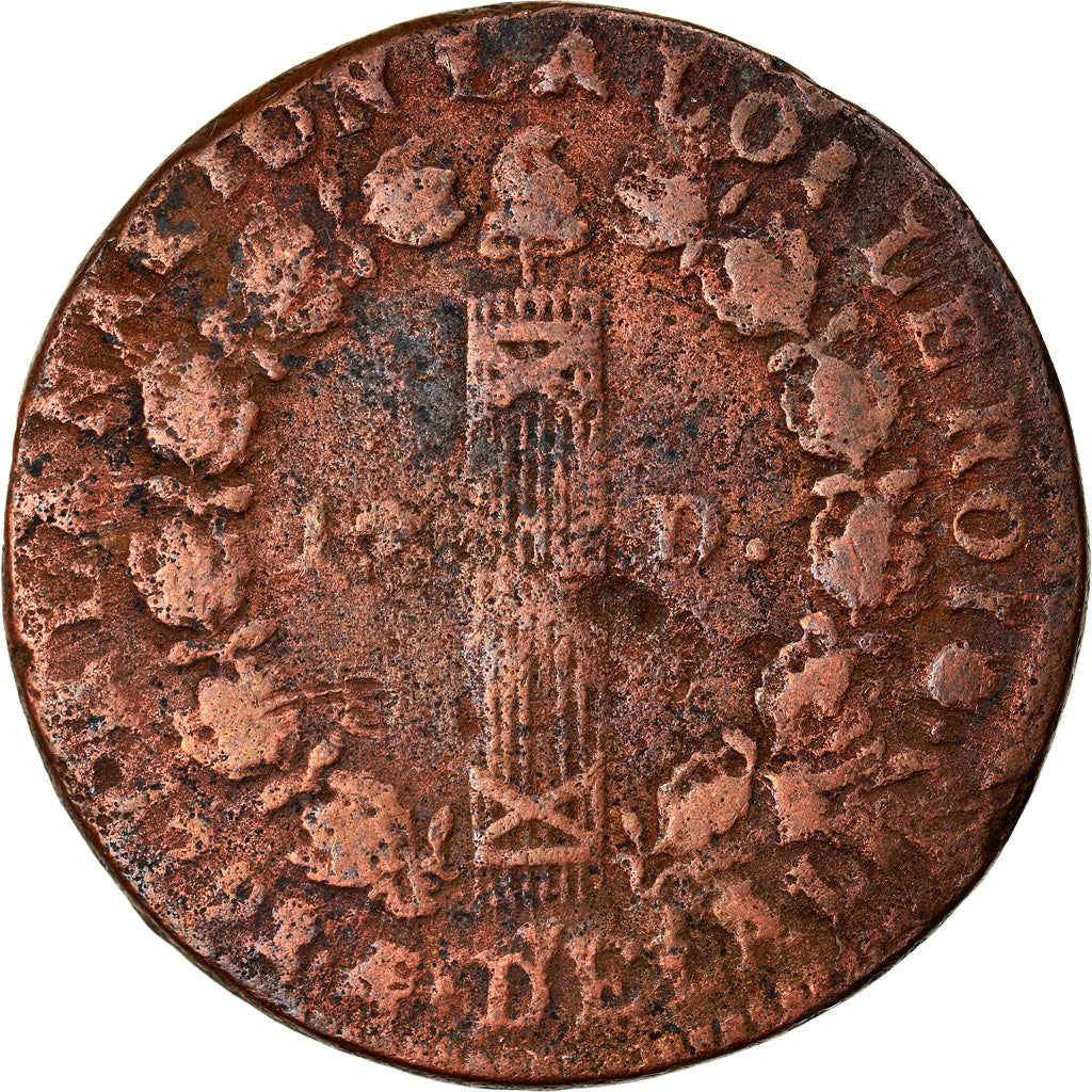 Munten, Frankrijk, 12 deniers françois, 12 Deniers, 1792, Rouen, ZG+, Bronze
