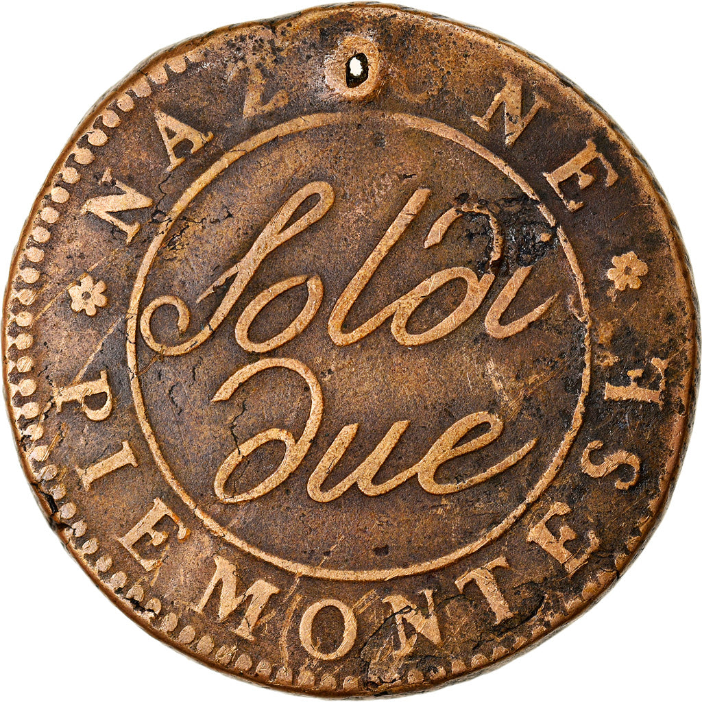 Munten, Italiaanse staten, PIEDMONT REPUBLIC, Due (2) Soldi, 1800, Torino, FR