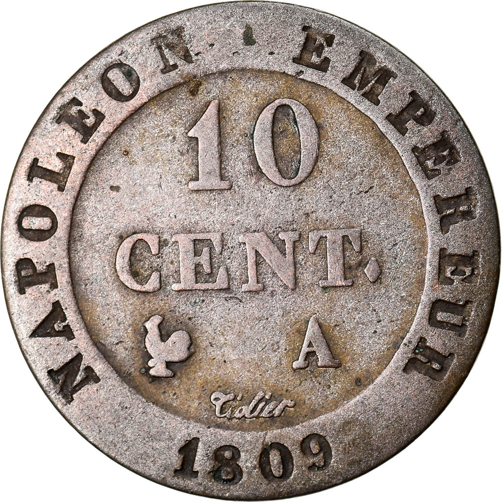 Coin, France, Napoléon I, 10 Centimes, 1809, Paris, VF(30-35), Billon